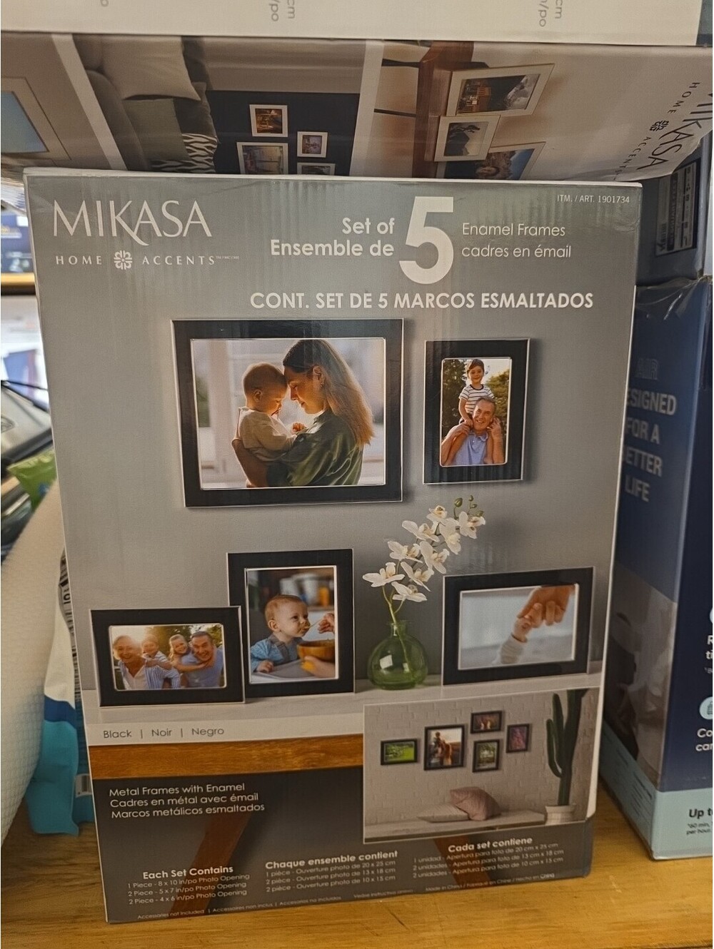Mikasa Home Accents Set of 5 Enamel Frames, black - NEW